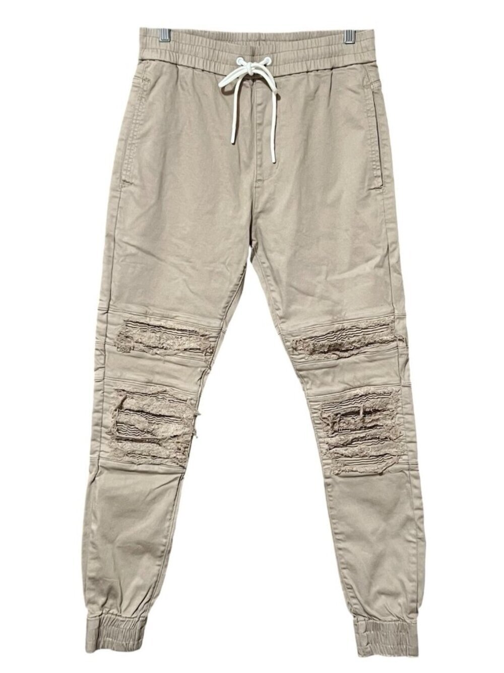Saint Morta Abolished Joggers Mens S Bone Cotton Tapered Moto Distressed NWT